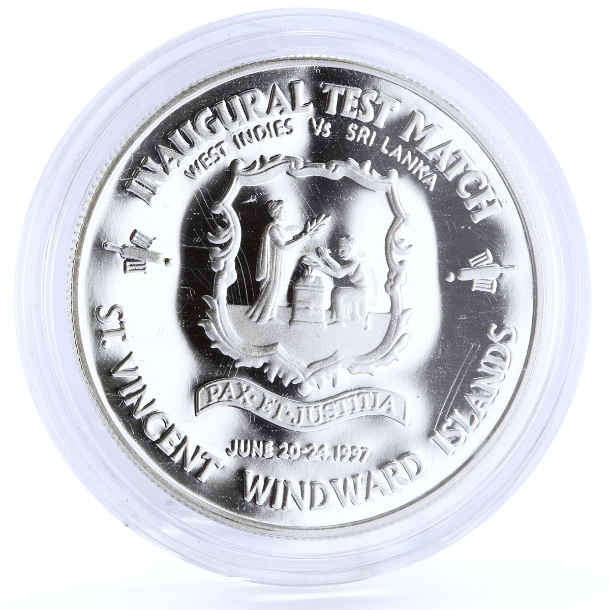 East Caribbean States 10 dollars Inaugural Test Match Sri Lanka silver coin 1997