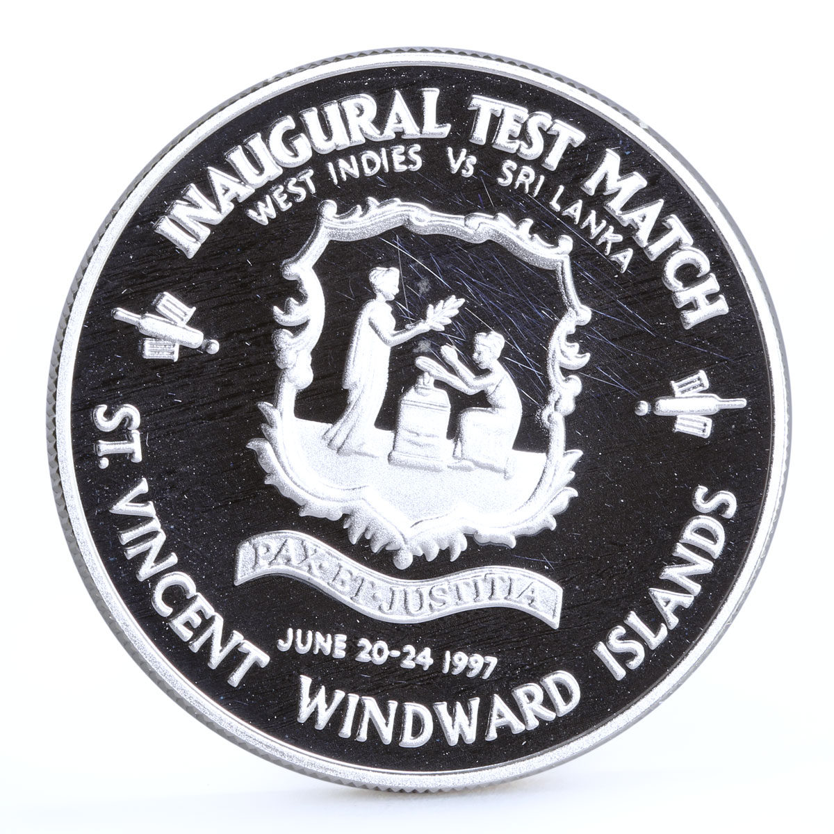 East Caribbean States 10 dollars Inaugural Test Match Sri Lanka silver coin 1997