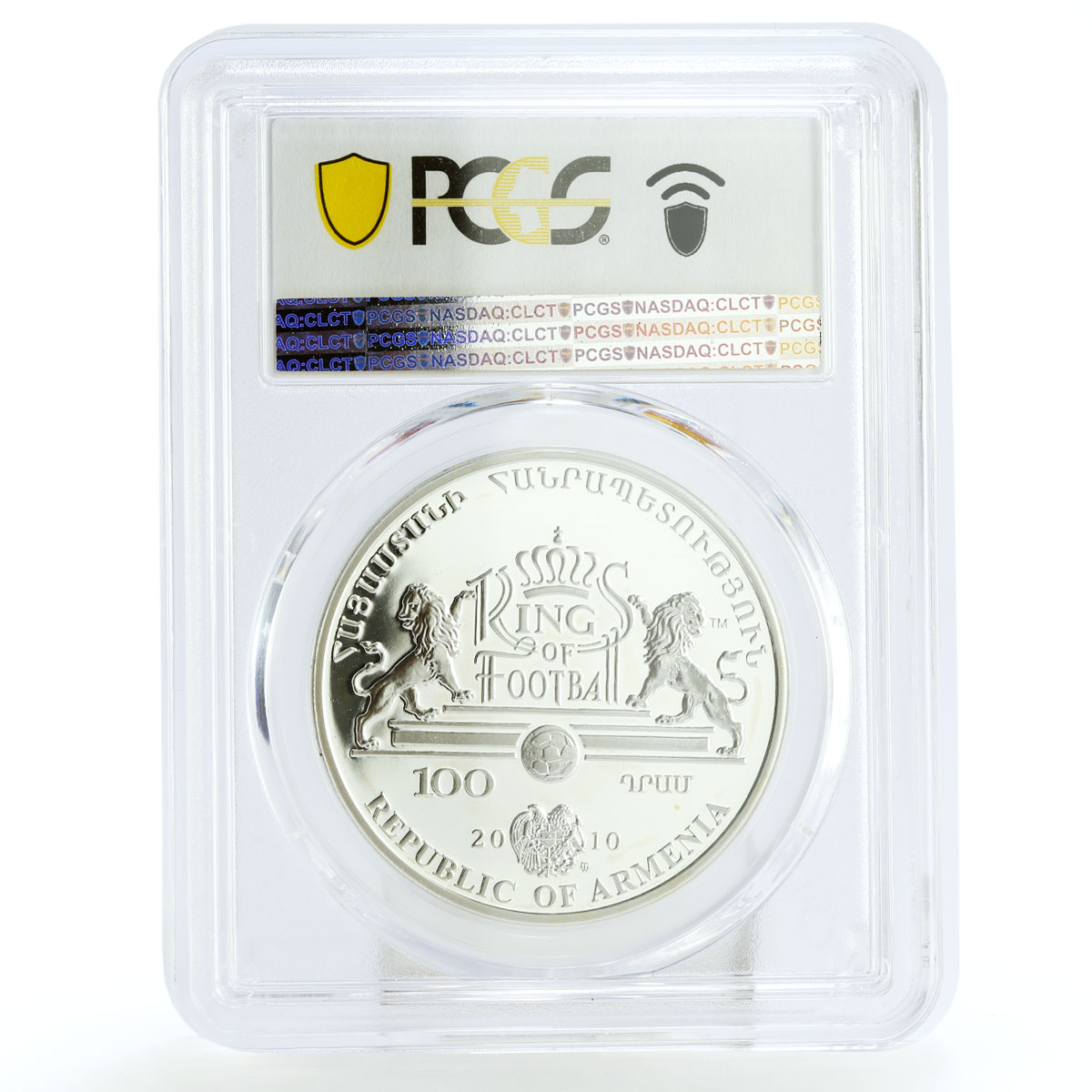 Armenia 100 dram Kings of Football Johan Cruyff PR67 PCGS silver coin 2010