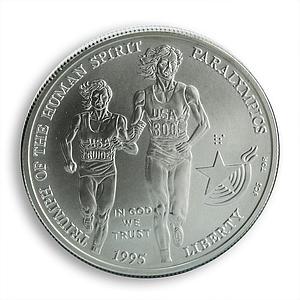 USA Blister Silver Coin 1 Dollar Olympic Games Paralympics Sprint Atlanta 1995