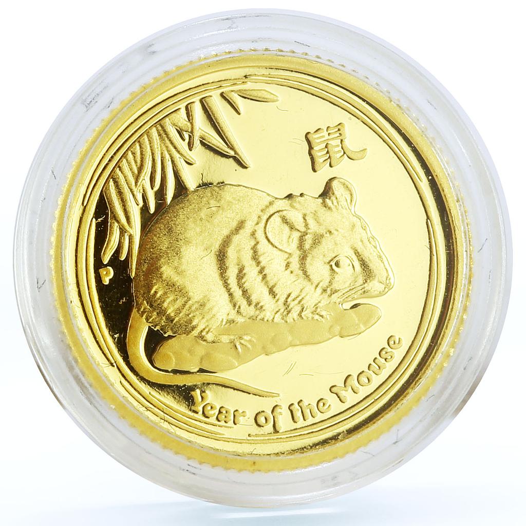 Australia 15 dollars Lunar II Year of Mouse 1/10 oz proof gold coin 2008