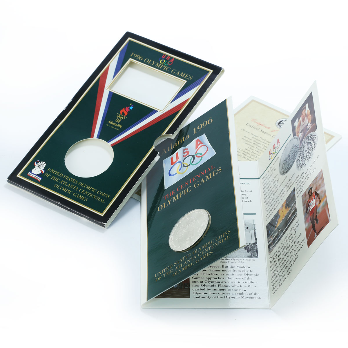 USA Blister Silver Coin 1 Dollar Olympic Games Paralympics Sprint Atlanta 1995