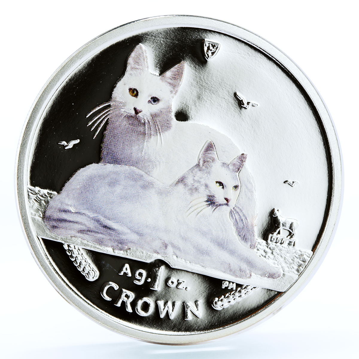 Isle of Man 1 crown Home Pets Turkish Cat Animals colored proof silver coin 2011