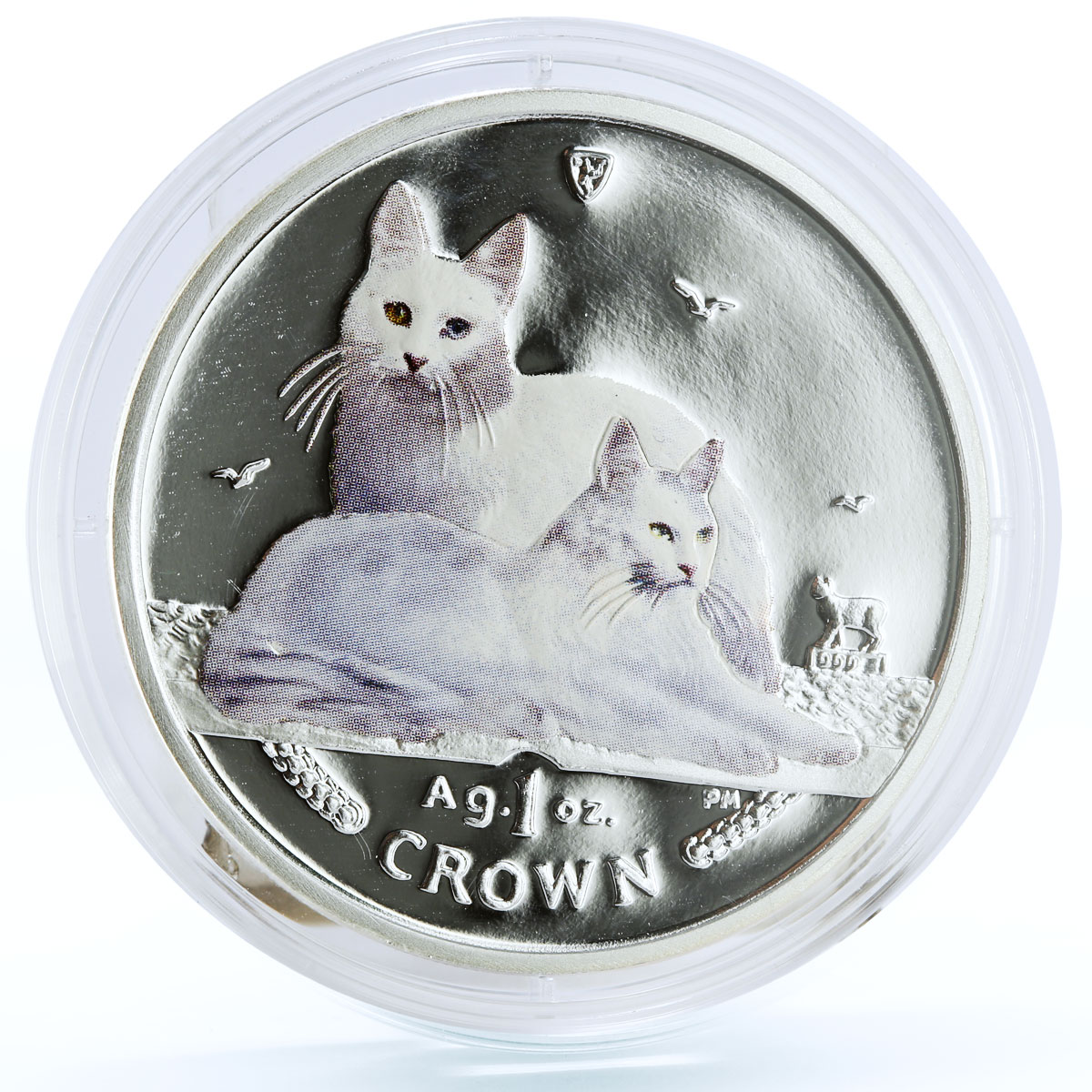 Isle of Man 1 crown Home Pets Turkish Cat Animals colored proof silver coin 2011