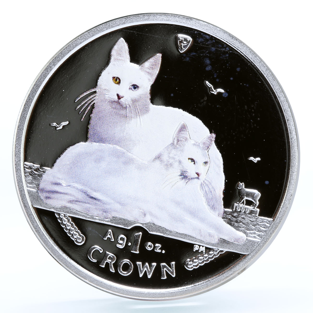 Isle of Man 1 crown Home Pets Turkish Cat Animals colored proof silver coin 2011