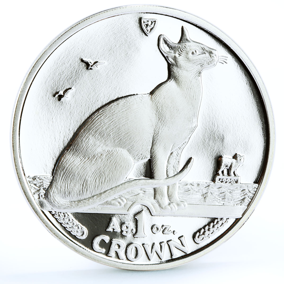 Isle of Man 1 crown Home Pets Siamese Cat Animals proof silver coin 1992