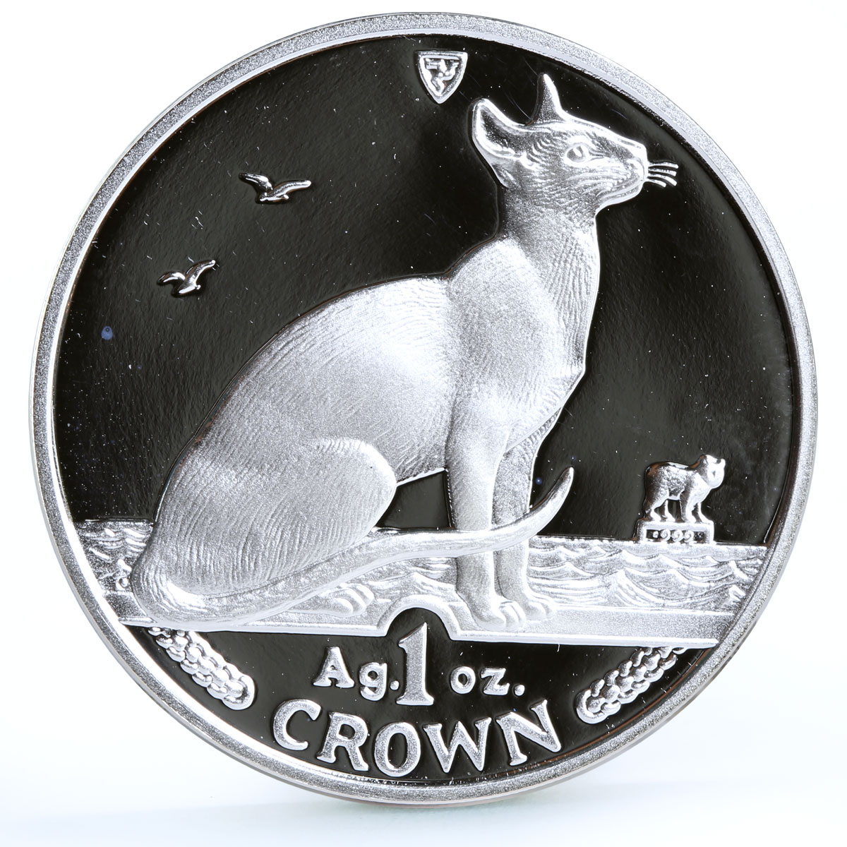 Isle of Man 1 crown Home Pets Siamese Cat Animals proof silver coin 1992