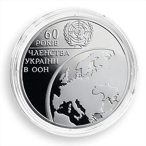 Ukraine 10 hryvnia 60 Years Ukraine Membership in UN silver proof coin 2005