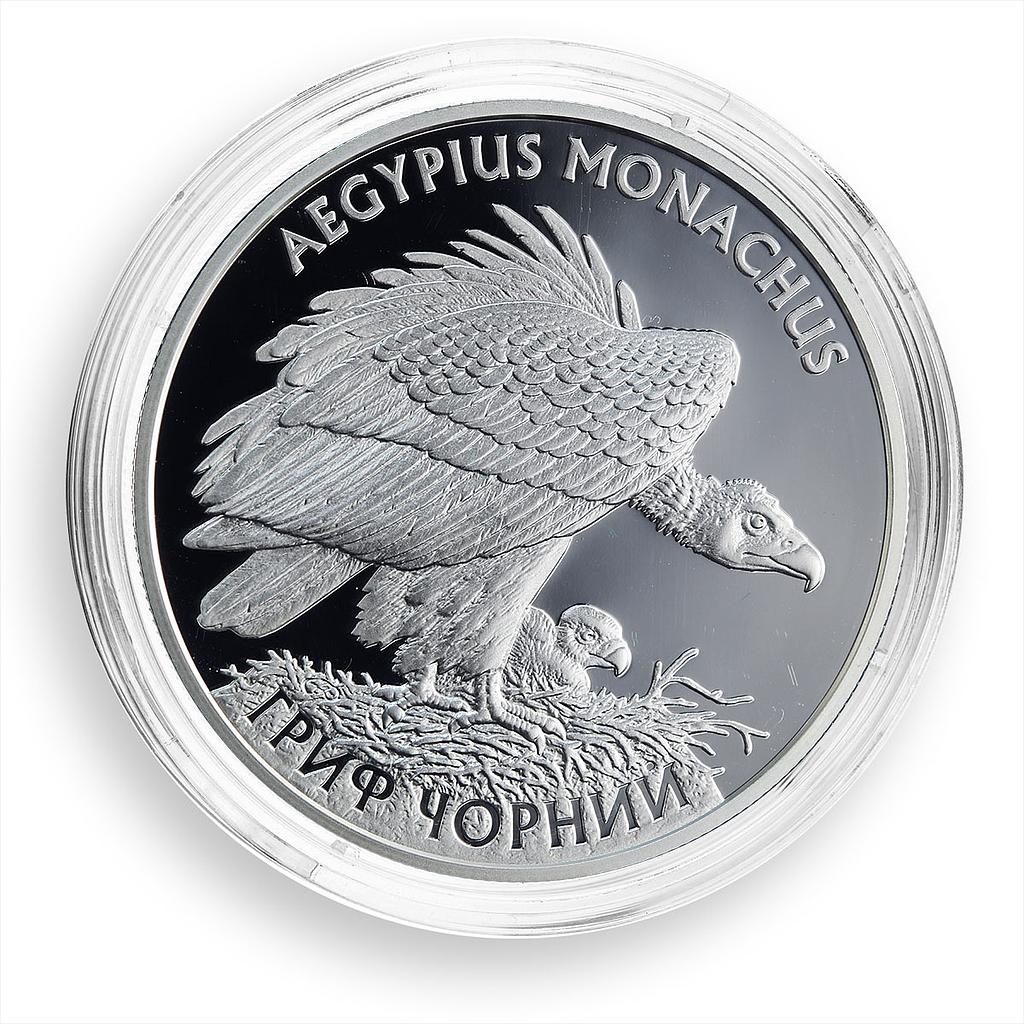 Ukraine 10 hryvnia Eurasian Black Vulture Red Book Flora Fauna silver coin 2008