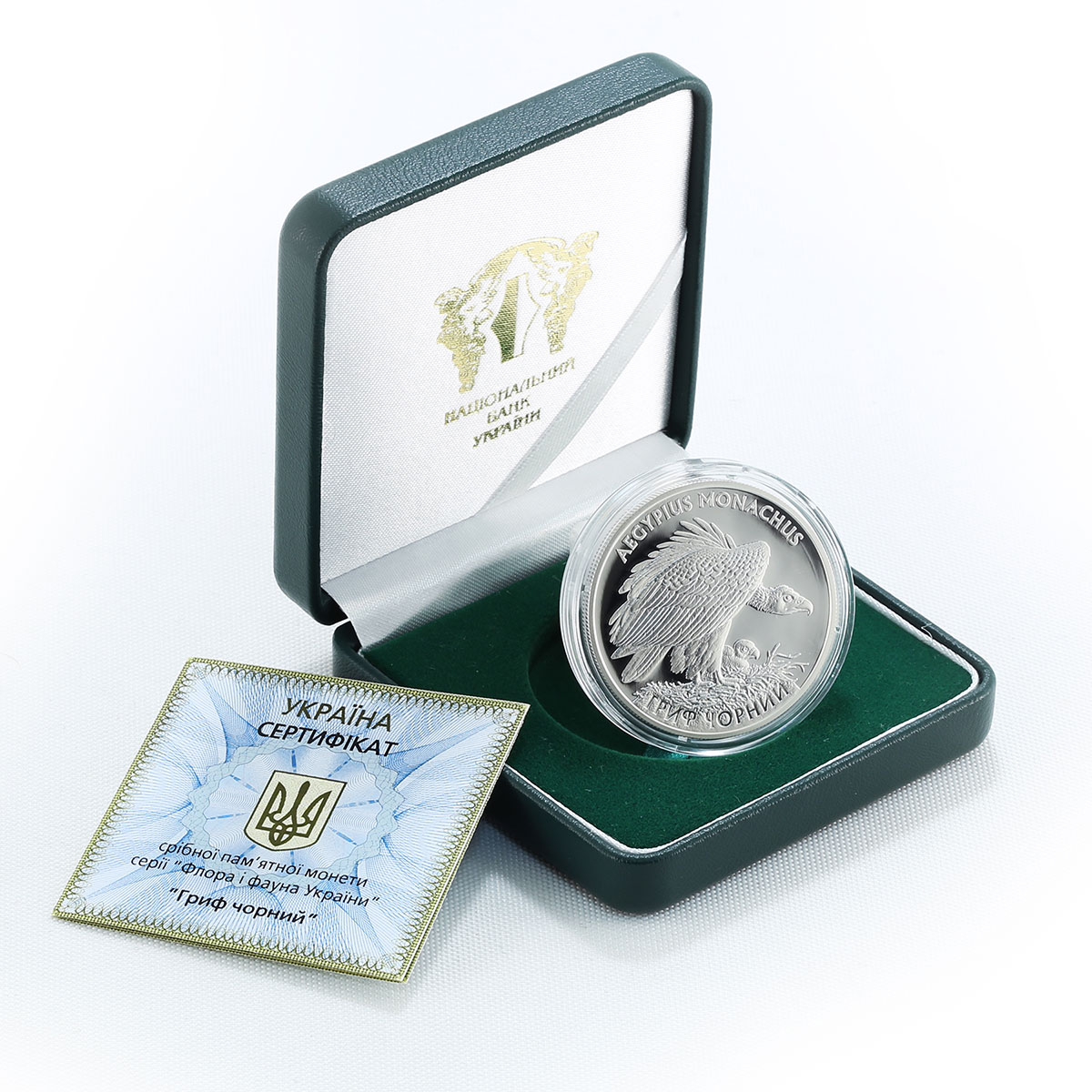 Ukraine 10 hryvnia Eurasian Black Vulture Red Book Flora Fauna silver coin 2008