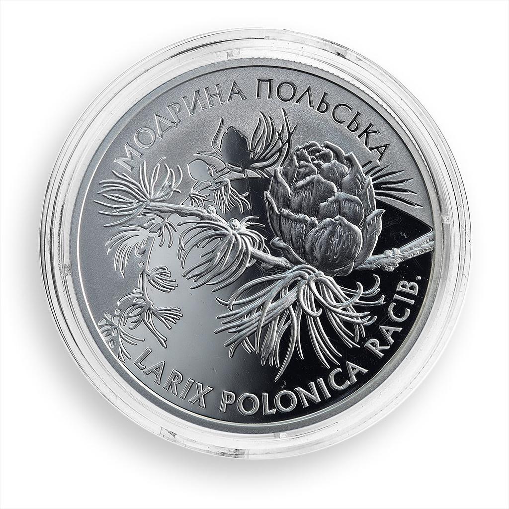 Ukraine 10 hryvnia Polish Larch Carpathians Forests Flora Fauna silver coin 2001