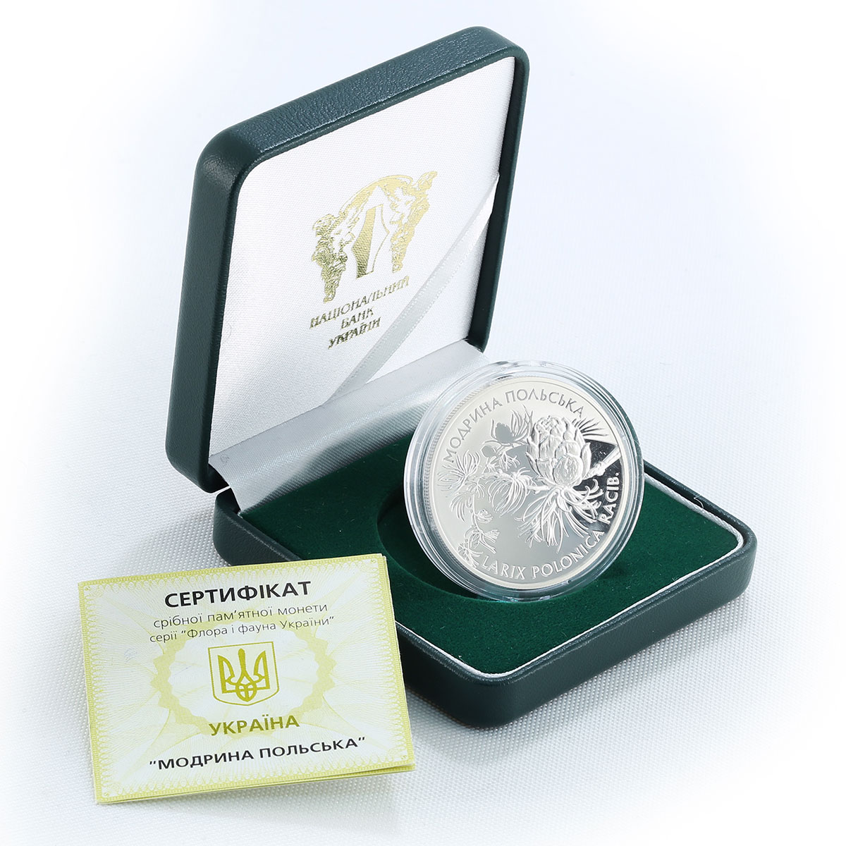 Ukraine 10 hryvnia Polish Larch Carpathians Forests Flora Fauna silver coin 2001