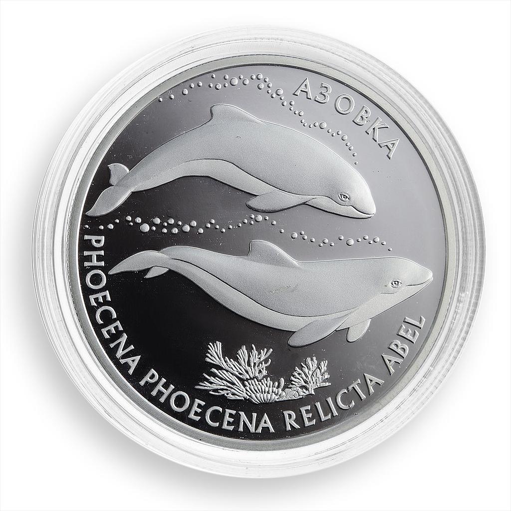 Ukraine 10 hryvnia Azov Dolphin Fauna Black Sea Red Book silver proof coin 2004