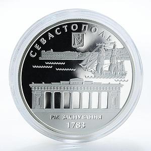 Ukraine 10 hryvnia 225 Years Sevastopol Ship silver proof coin 2008