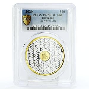 Barbados 10 dollars Vital Flower of Life Longevity PR68 PCGS AuAg coin 2020