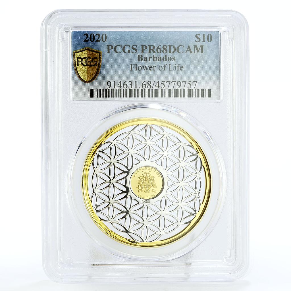 Barbados 10 dollars Vital Flower of Life Longevity PR68 PCGS AuAg coin 2020