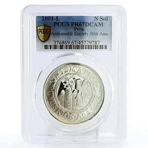 Peru 1 sol 50 Years Numismatic Society Indian Statue PR67 PCGS silver coin 2001
