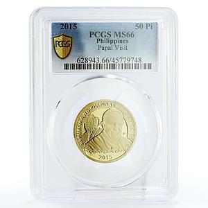 Philippines 50 piso Papal Visit Pope Francis MS66 PCGS NiBrass coin 2015