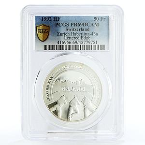 Switzerland 50 francs Zurich Dielsdorf Shooting Festival PR69 PCGS Ag coin 1992