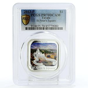 Tuvalu 1 dollar St Peters Square Vatican Rome PR70 PCGS silver coin 2013