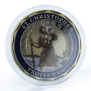 USA St. Christopher Protect Us, Patron Saint of Travelers, Prayer, Amen, token