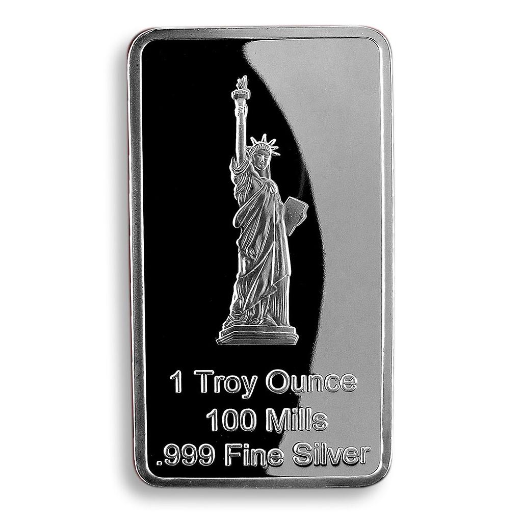 USA Statue of Liberty eagle 1 troy ounce silver plated bar rectangular token