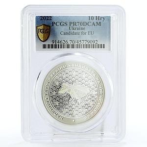 Ukraine 10 hryvnia EU Membership Candidate  PR70 PCGS hologram silver coin 2022