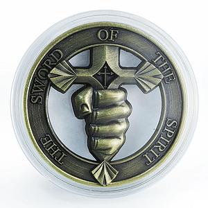 USA The Sword of the Spirit, Who Trains My Hands for War, Psalm 144:1, token