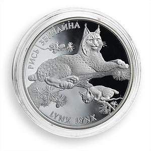 Ukraine 10 hryvnia Lynx Carpathians Animal Wildlife Fauna silver proof coin 2001