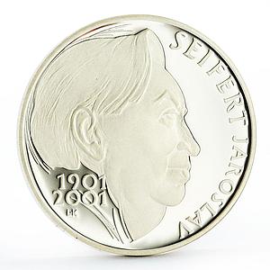 Czech Republic 200 korun Author and Journalist Jaroslav Sejfert silver coin 2001
