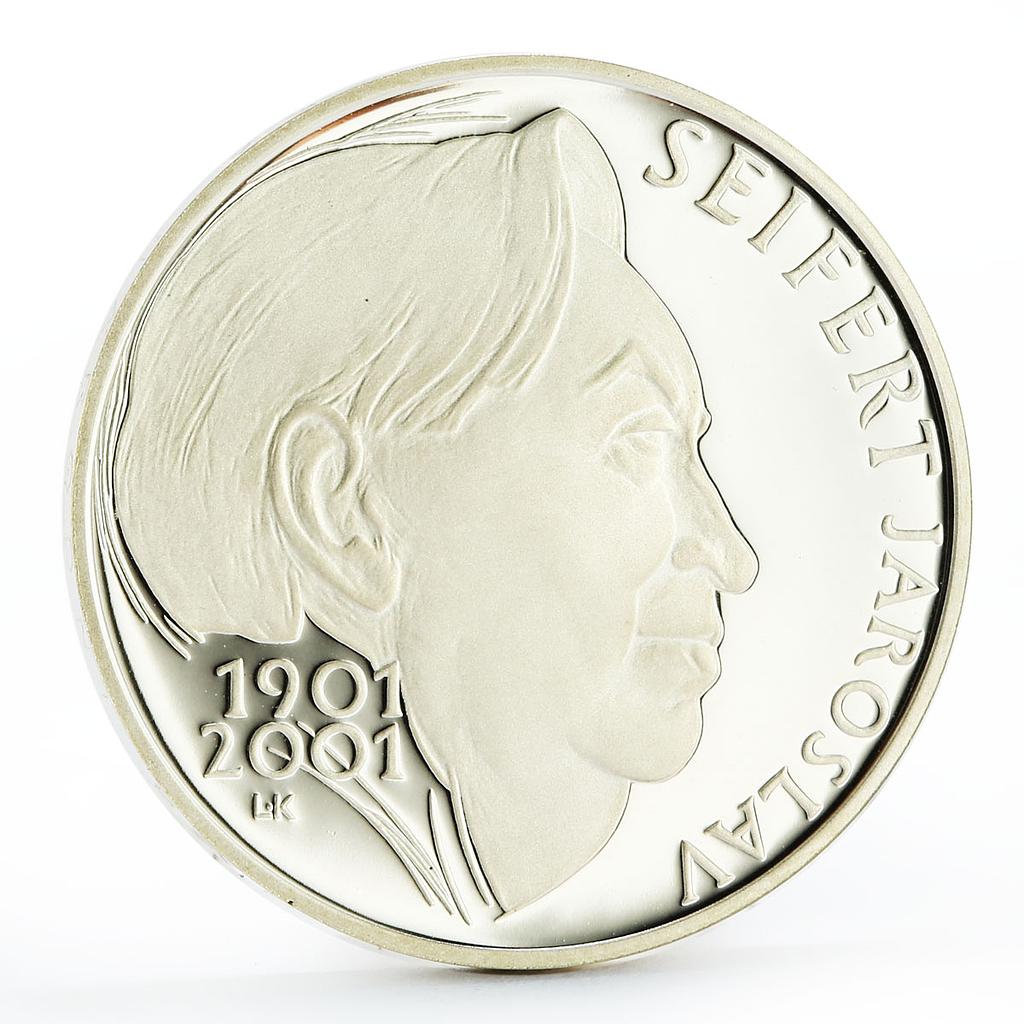 Czech Republic 200 korun Author and Journalist Jaroslav Sejfert silver coin 2001