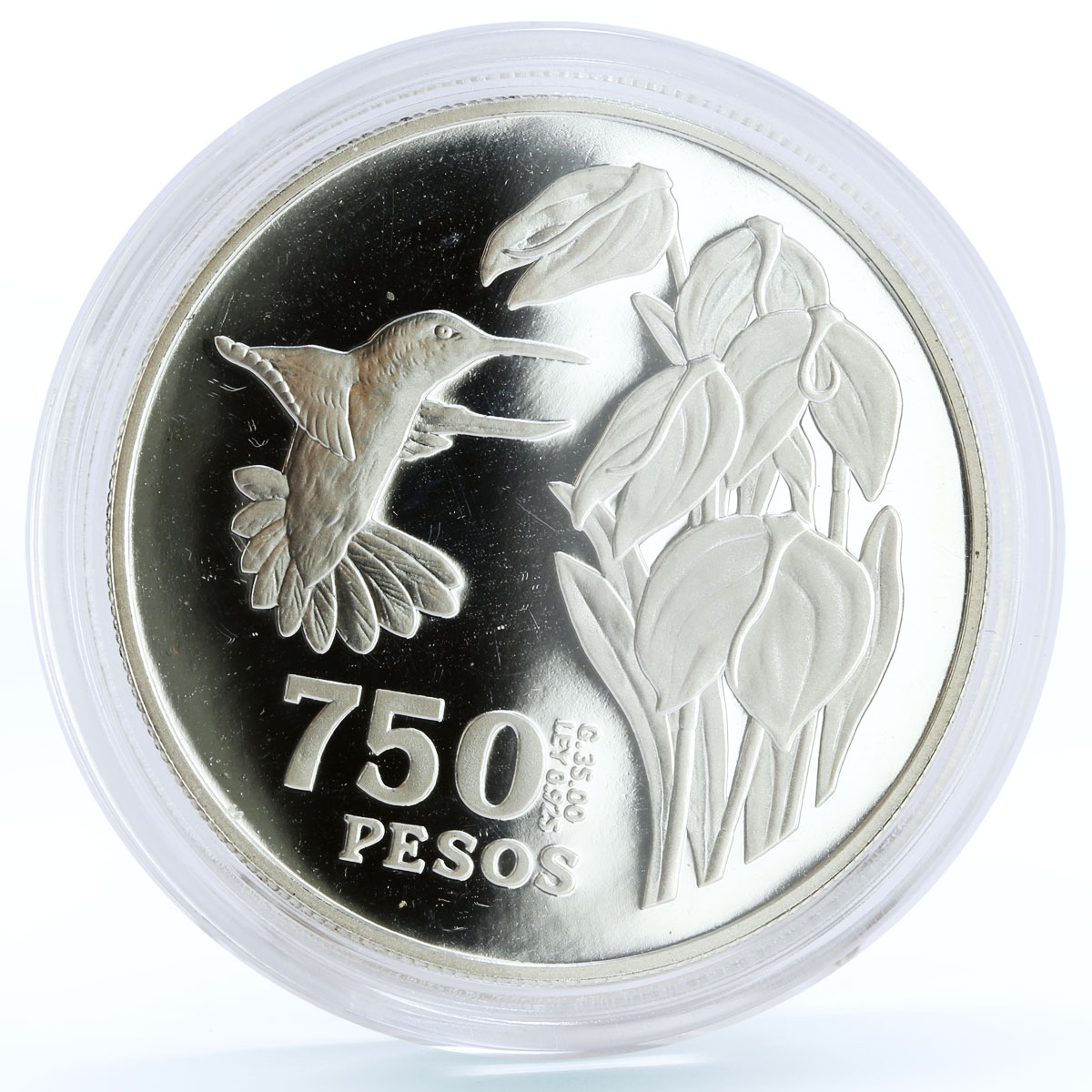 Colombia 750 pesos Endangered Wildlife Colibri Bird Fauna proof silver coin 1978