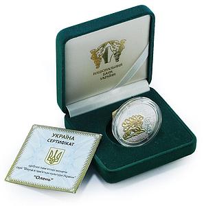 Ukraine 5 hryvnia Deer Fauna in Culture gilded silver proof coin 2016