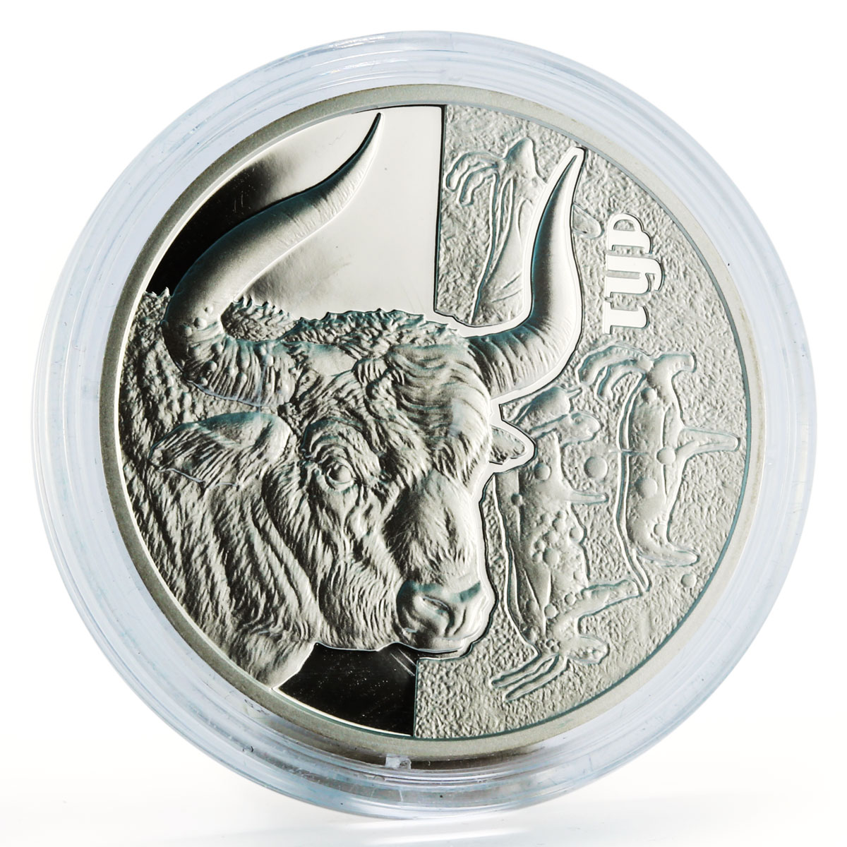 Ukraine 5 hryvnia Bull Tur Urus Ox Aurochs Animal Fauna gilded silver coin 2017