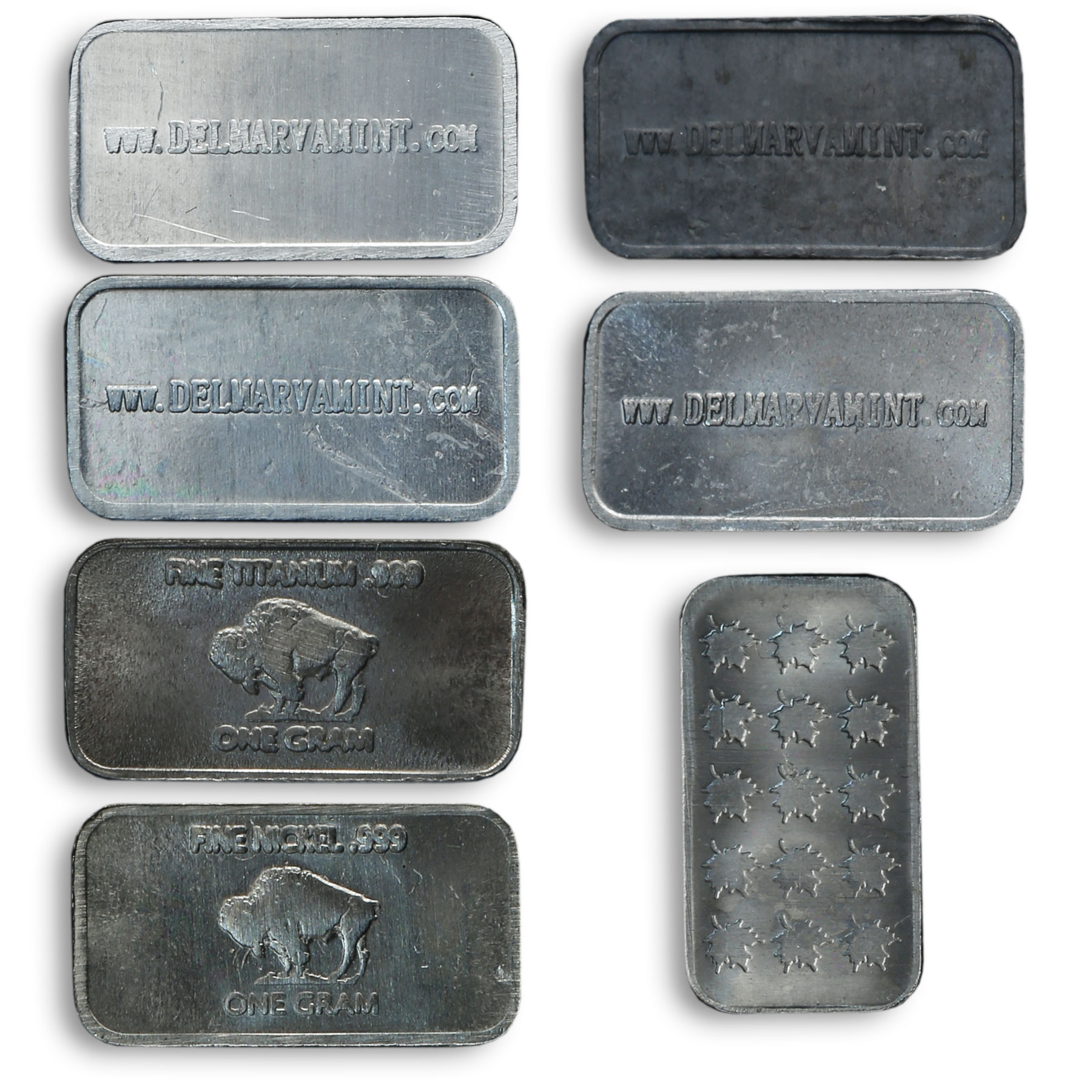 USA, set of 13 bars, 1 g, different metals, animals