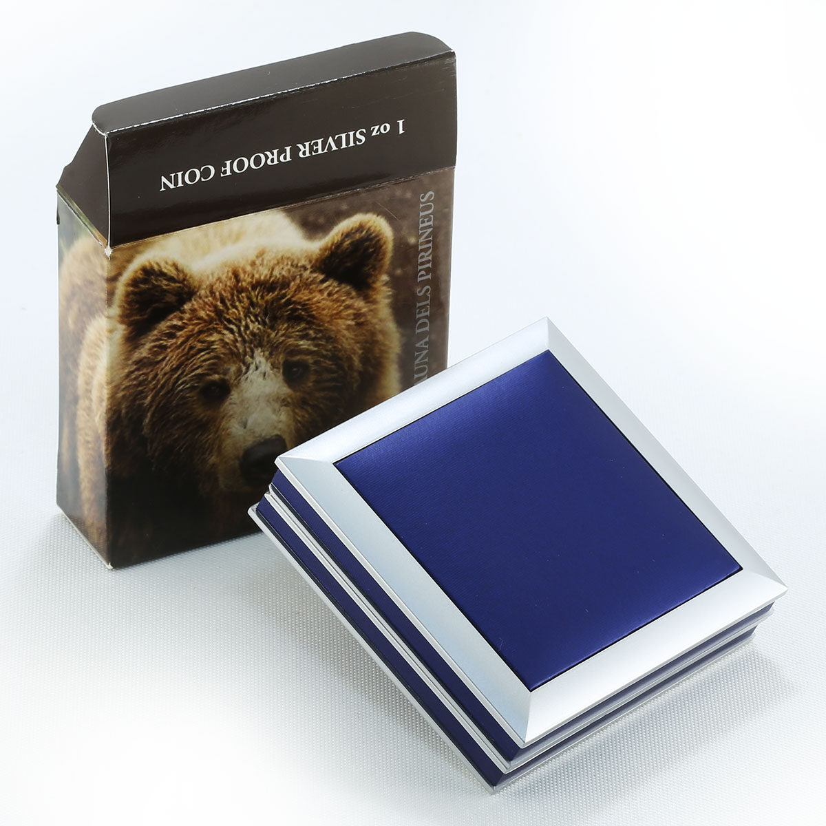 Andorra, 5 dinars, BROWN BEAR PYRENEES, wildlife, fauna, silver coin, 2010