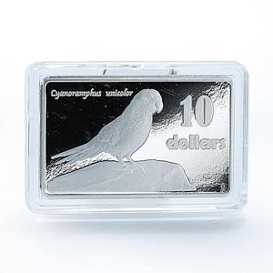Antipodes Islands 10 dollars Antipodes parakeet parrot rectangular coin 2017