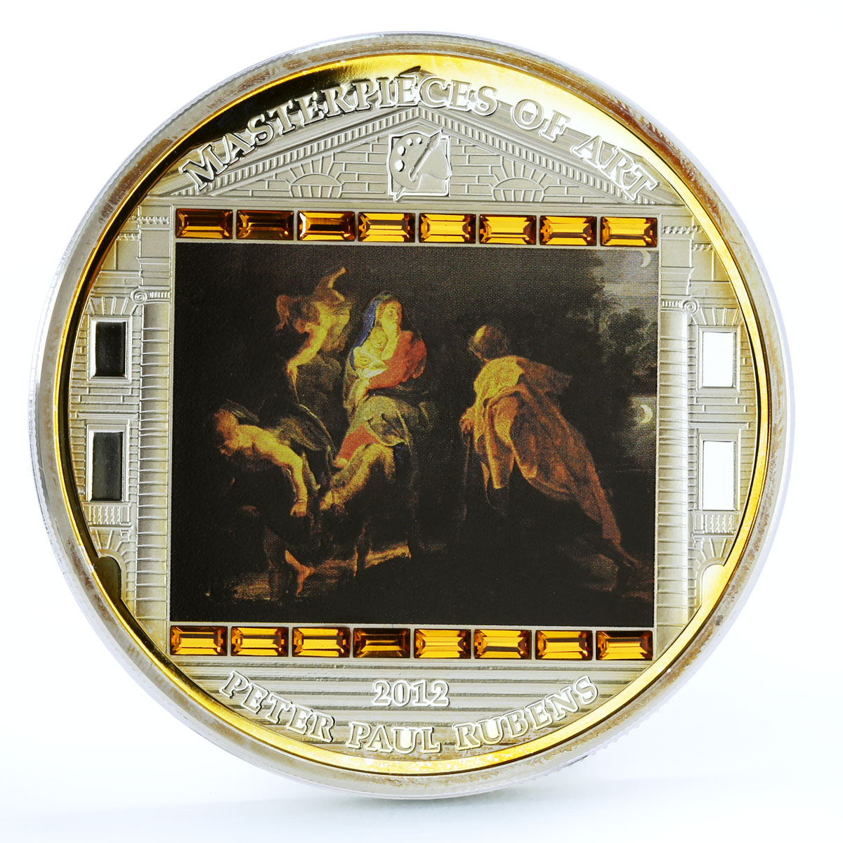 Cook Islands 20 dollars Rubens Art Flight Into Egypt colored silver coin 2012