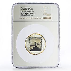Cook Islands 20 dollars Gaspar Art Wanderer Above Sea Fog PF69 NGC Ag coin 2016