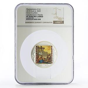 Cook Islands 20 dollars Tiepolo Art Christ Crucified PF70 NGC silver coin 2018