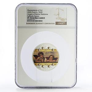 Cook Islands 20 dollars Raphael Art Angels Sistine Madonna PF70 NGC Ag coin 2020