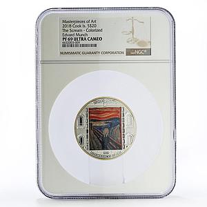 Cook Islands 20 dollars Edvard Munch Art The Scream PF69 NGC silver coin 2018