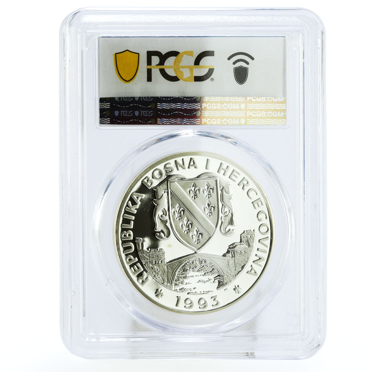 Bosnia and Herzegovina 750 dinara Tyrannosaurus Rex PR69 PCGS Ag coin 1993