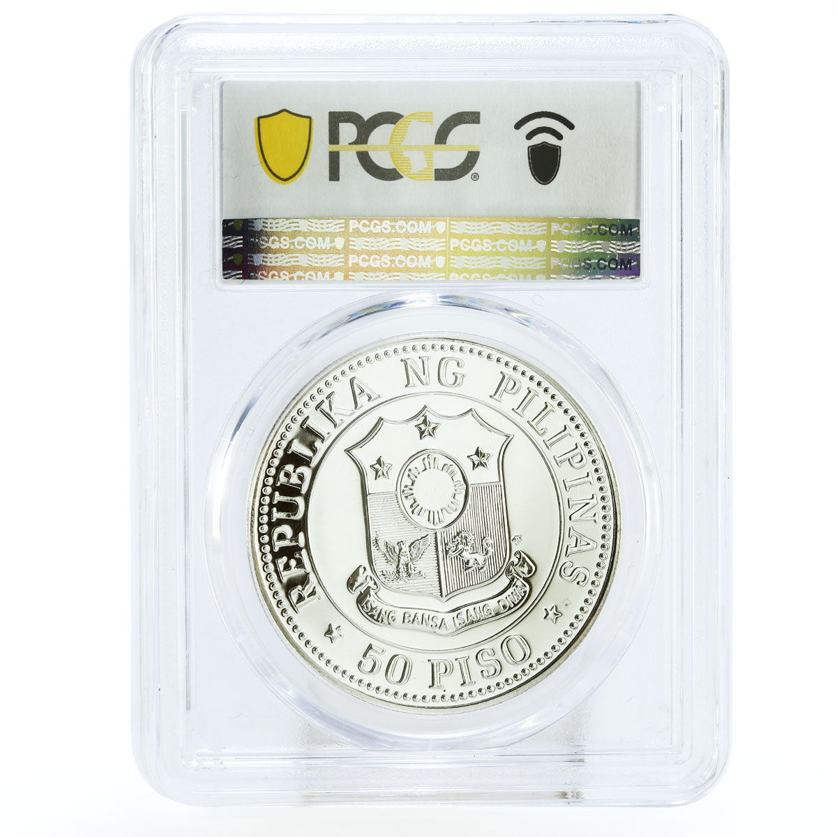 Philippines 50 piso 40th Anniversary of Bataan PL67 PCGS silver coin 1982