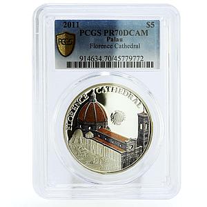 Palau 5 dollars World of Wonders Florence Cathedral PR70 PCGS silver coin 2011