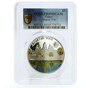 Palau 5 dollars World of Wonders Angkor Wat Palace PR69 PCGS silver coin 2010