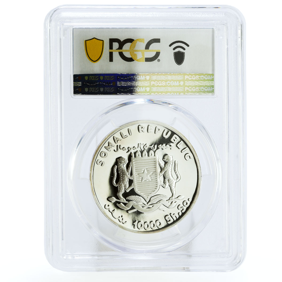 Somalia 10000 shillings Isaac Newton Science Physics PR68 PCGS silver coin 1999