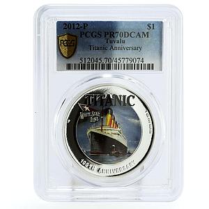 Tuvalu 1 dollar 100 Years Titanic Ship Liner PR70 PCGS colored silver coin 2012