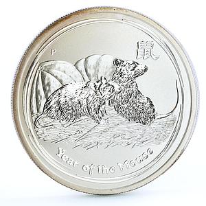 Australia 50 cents Lunar Calendar series II Year of the Mouse silver coin 2008