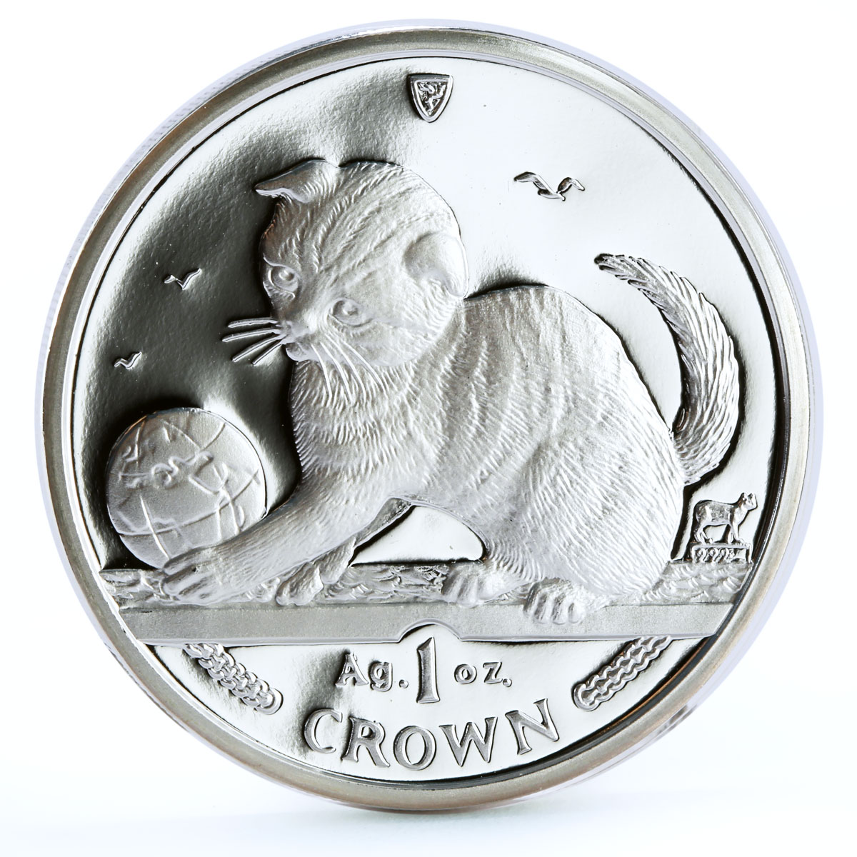 Isle of Man 1 crown Home Pets Scottish Fold Cat Animals proof silver coin 2000